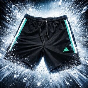 NWT Black Men's Adidas Shorts with Green Accent